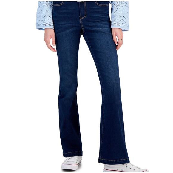 Dollhouse 5/6 High-Rise Flare Leg Bootcut Denim Blue Jeans Stretch Western Retro - Picture 1 of 10